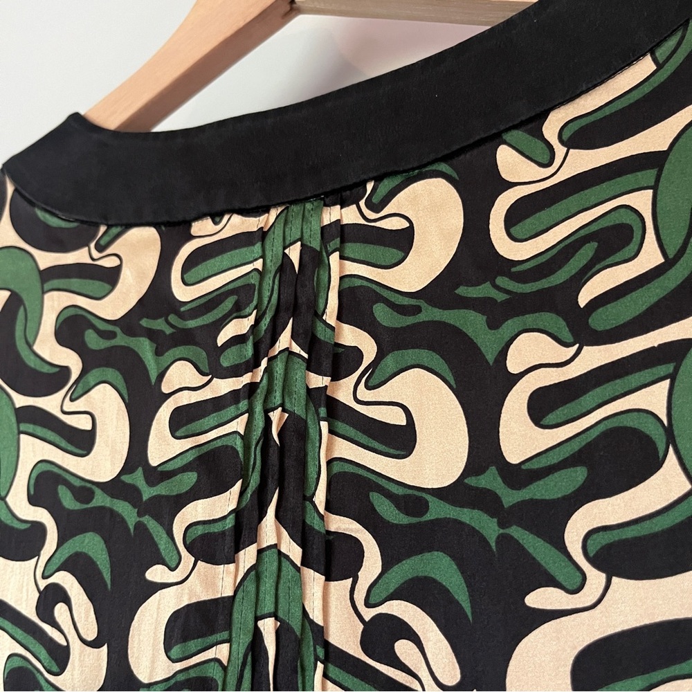 VTG Diane Von Furstenberg Dress Size 6 Steffi Chain Link Silk Empire Green Black - Picture 11 of 12